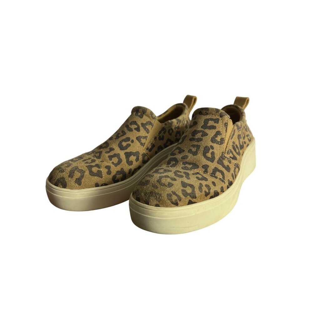Toms Leopard Print Tristan Tan Suede Slip-On Platform Shoes Size 5